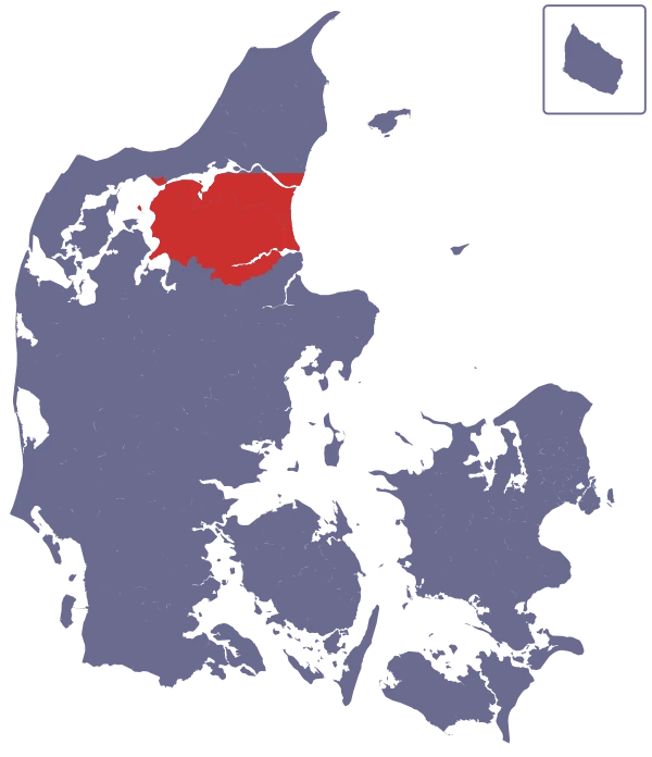 Map of Denmark with Rest of North Jutland highlighted