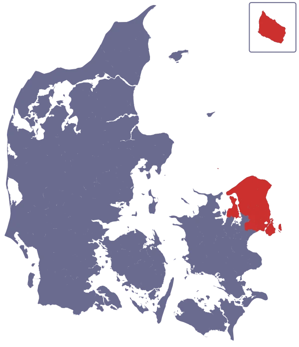 Map of Denmark with Capital Region highlighted